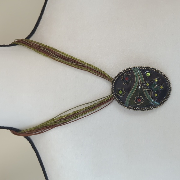 NWT Marie by Giftcraft Floral Stranded Necklace with Oval Pendant Butterfly - Picture 15 of 16